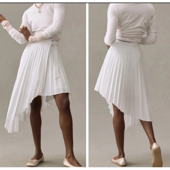 Anthropologie Maeve Pleated Asymmetrical Wrap Skirt, Size 10 NWT - Picture 3 of 12